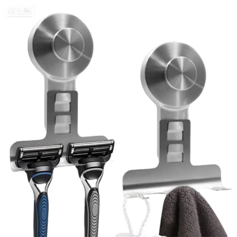 【NOW SAVE】Supporto per rasoio a ventosa per parete doccia, confezione da 2, ganci di aspirazione resistenti da 15 libbre per rasoio, asciugamano, telefono, luffa