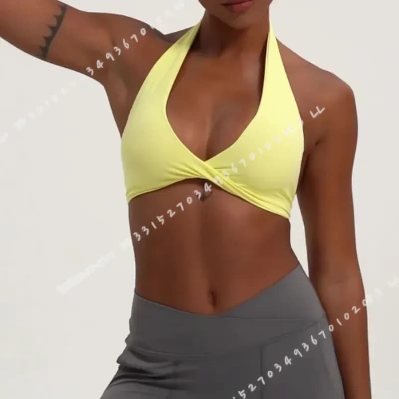 Women Sports Yoga Bra Halter Neck Stylish Back Design Gym Bra for Running Fitness Workout Athletic Support Top