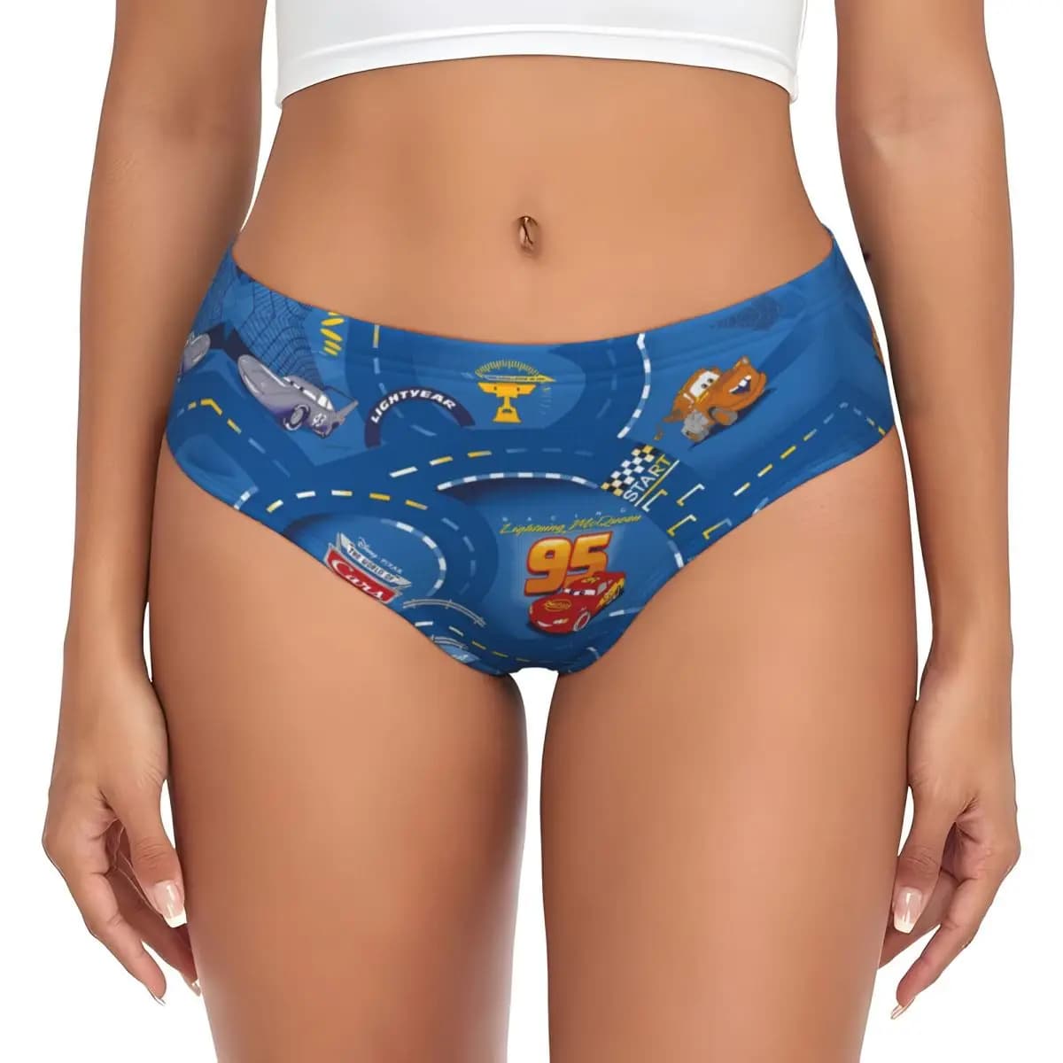Slip da donna personalizzati con stampa anime McQueen, elasticizzati, a tema auto da corsa
