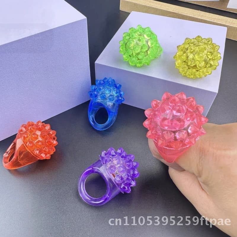 TPR Soft Glue Strawberry Ring LED Luminous Party Cheer Fluorescent Finger Light Semi-Manual Mechanical Plastic Accessory