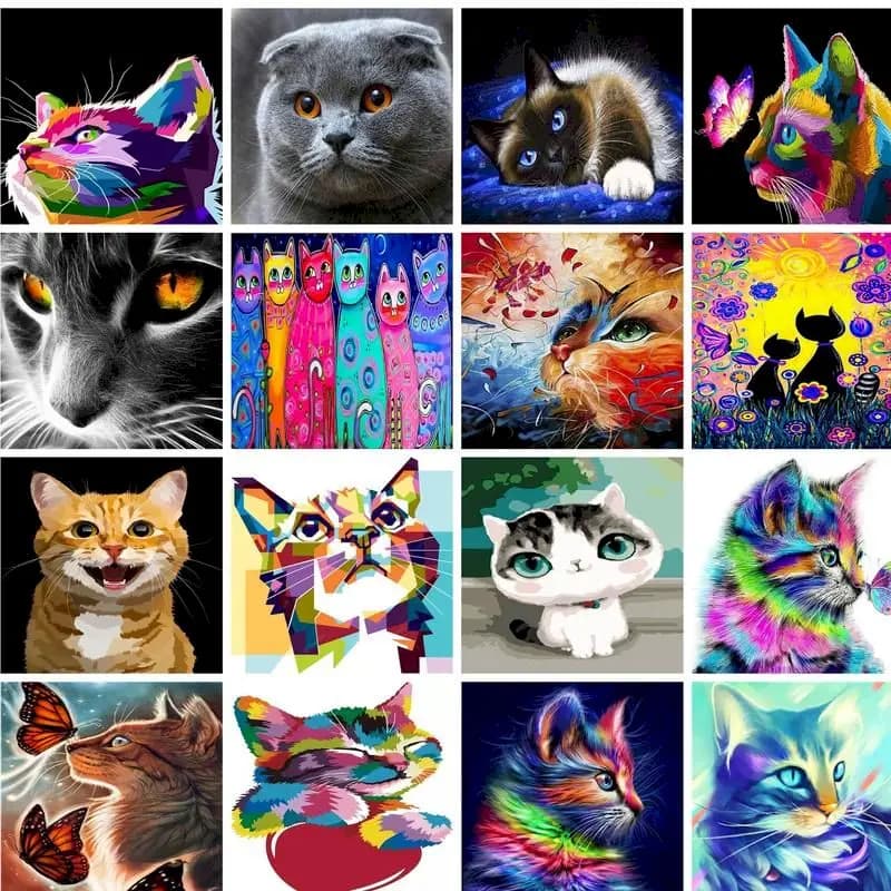 GATYZTORY 60x75cm Painting By Numbers Cat Animals Kit Drawing On Numbers Wall Art Picture For Adults Canvas Painting Diy Crafts