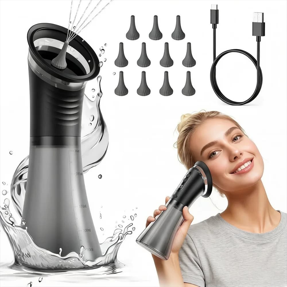 Sistema elettrico per la rimozione del cerume Strumento per la pulizia dell'orecchio alimentato ad acqua con sciacquone per irrigazione 3 impostazioni di pressione Sicuro ed efficace
