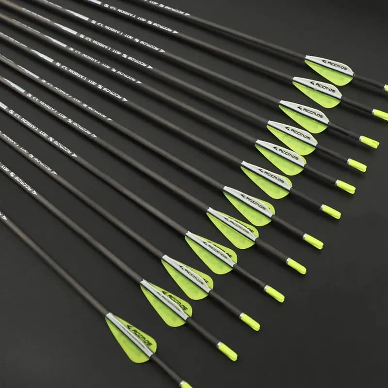6/12 Pezzi Frecce in Carbonio 40T ID3.2mm Spine 350 400 450 500 550 600 650 700 750 800 850 900 1000 per Tiro con l'Arco e Caccia