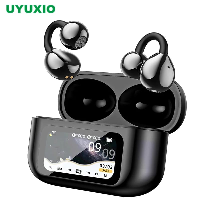 Language translation headphones AI UYUXIO with 150 Languages, Auricolari Translators in Real Time, OWS Ear Buds with LCD Touch Screen