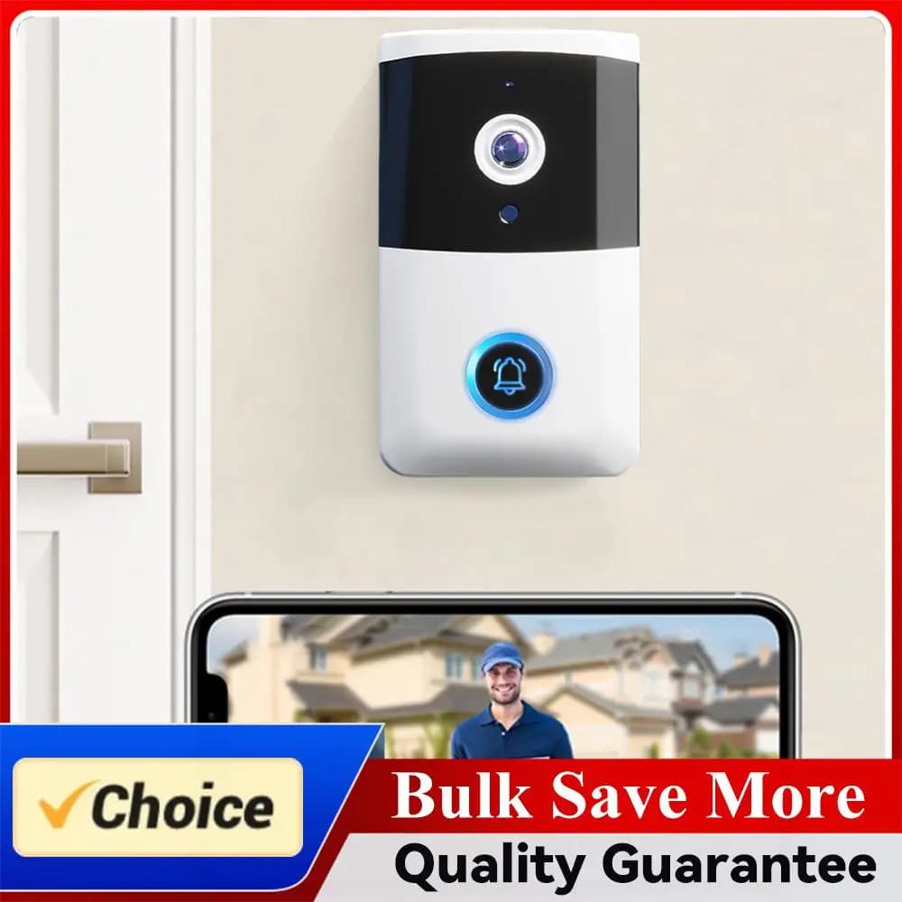 Campanello Video WiFi Wireless con Visione Notturna IR, Telecamera con Audio Bidirezionale, Campanello Intelligente per Sistema di Allarme Domestico