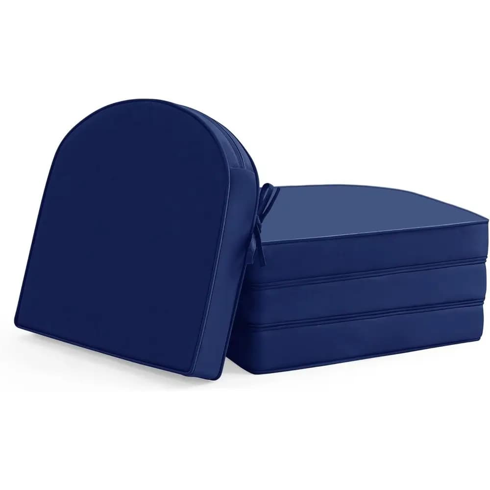 Outdoor Chair Cushions Set of 4: Waterproof Patio Furniture Cushions - 17 x 16 Inch Non Slip Round Seat Cushion Pads with Remova
