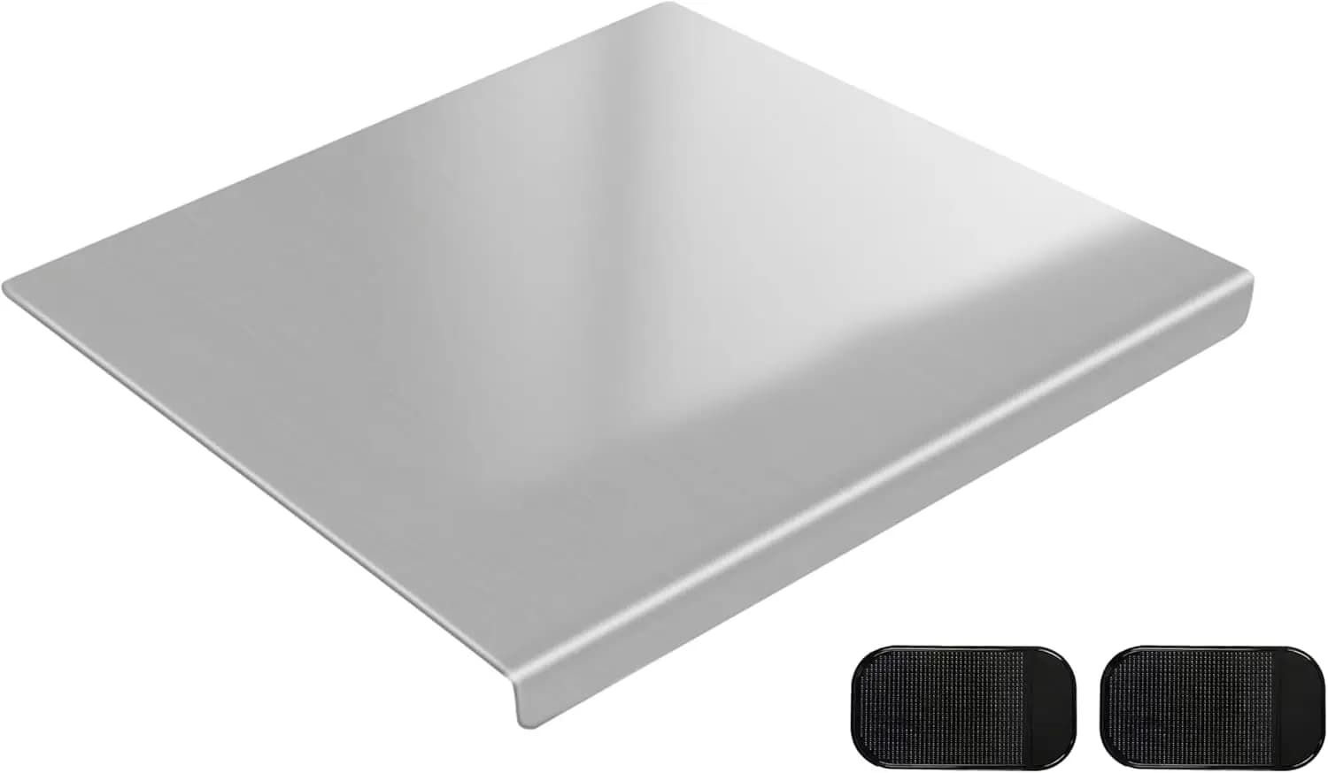 Tagliere in Acciaio Inossidabile con 2 Tappetini Antiscivolo, Tagliere Resistente per Cucina, Carne, Verdure, Pane, 19.7x15.7