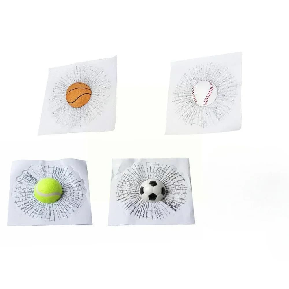 3D Broken Window Ball Car Stickers Self Adhesive Glass Decal Baseball Football Tennis Auto Styling Exterior Decor Sticker