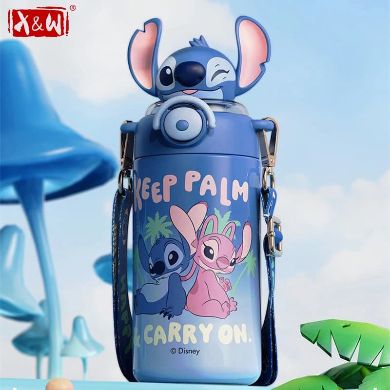 Borracce termiche in acciaio inossidabile X&W 316, tazze thermos Disney Stitch con cannuccia, mantiene caldo e freddo, tazze sottovuoto, regali per studenti