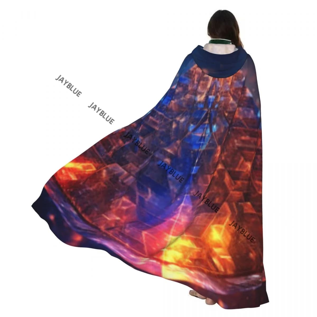 Cosmic Stardust Hooded Cloak Polyester Unisex Witch Cape Costume Accessory