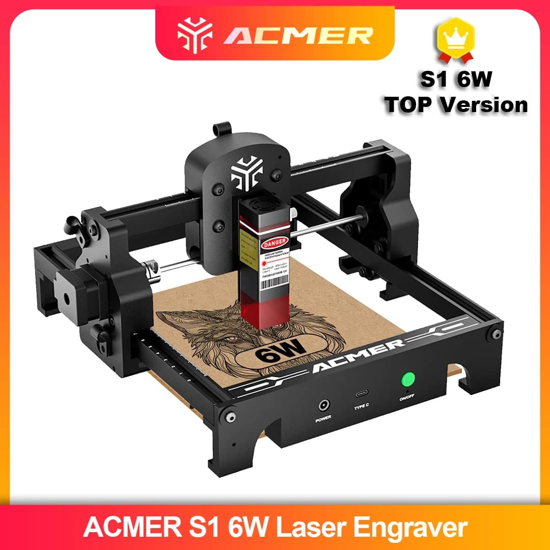 ACMER S1 2.5/3.5/6W Laser Engraver Machine Mini Portable Laser Engraving Machine For Wood Leather Work Area 130*130mm
