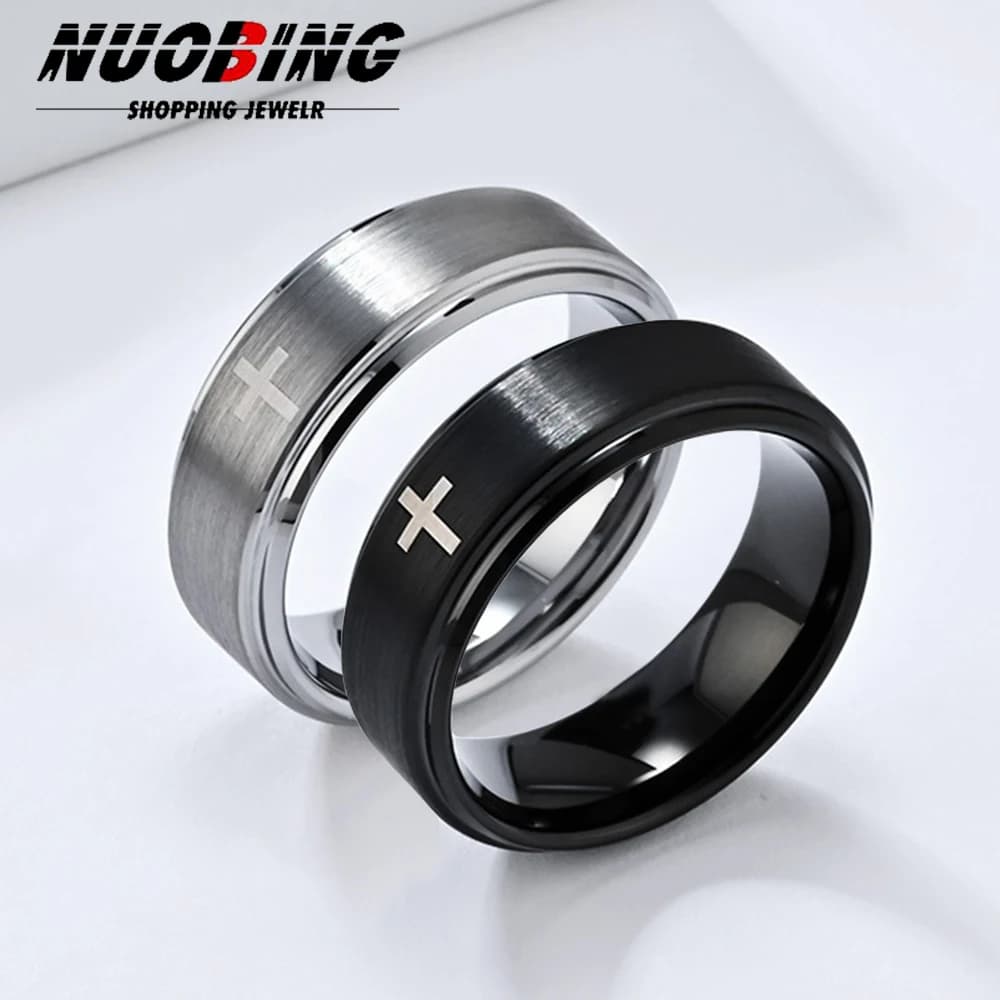 Retro Titanium Steel Christian Jesus Cross Bible Ring Punk Gothic for Men and Women Anillo Jewelry Accessories Gift