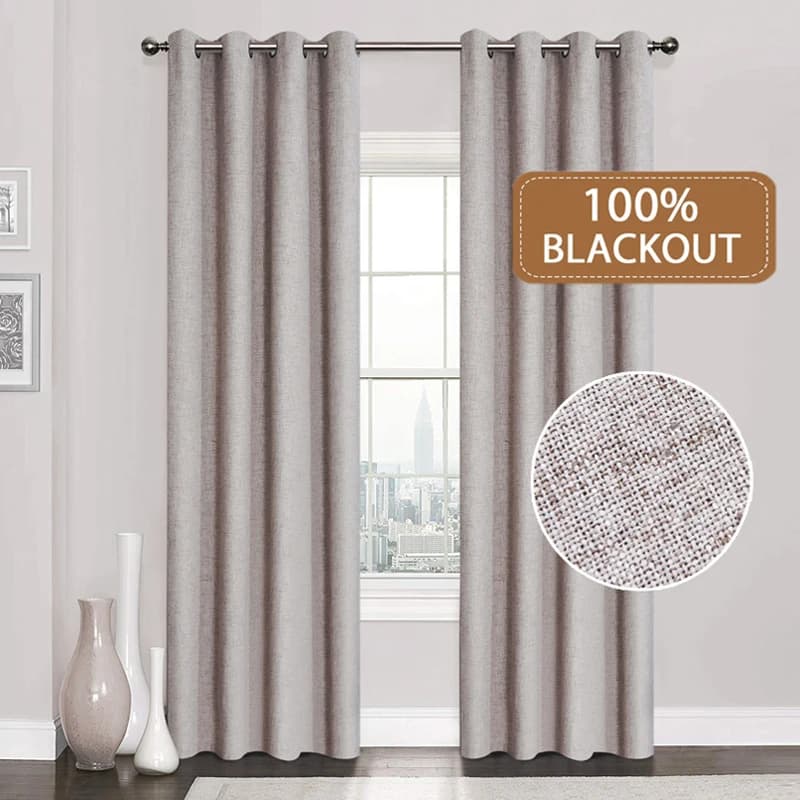 Tende oscuranti in lino 100% per il trattamento delle finestre della camera da letto della cucina Tende solide a prova di acqua per il soggiorno su misura