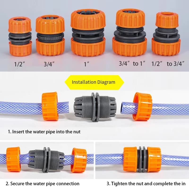 3PCS 1/2 "3/4'' 1 "Connettore Tubo Dell'acqua Irrigazione del Giardino Tubo di Irrigazione Collegamento di Collegamento Riparazione Extender Set di Adattatori Giunti