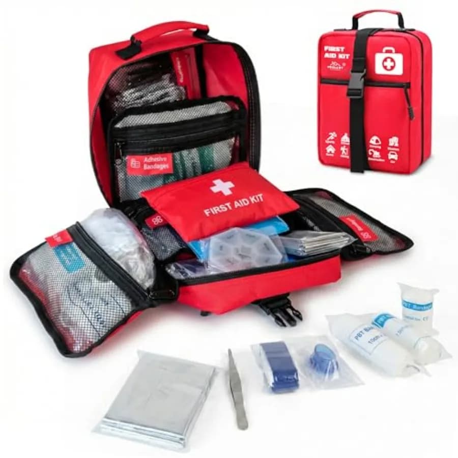 Kit di Pronto Soccorso Premium da 556 Pezzi, Borsa Medica di Sopravvivenza con Scomparti Etichettati, Essenziale per Casa, Lavoro e Sport