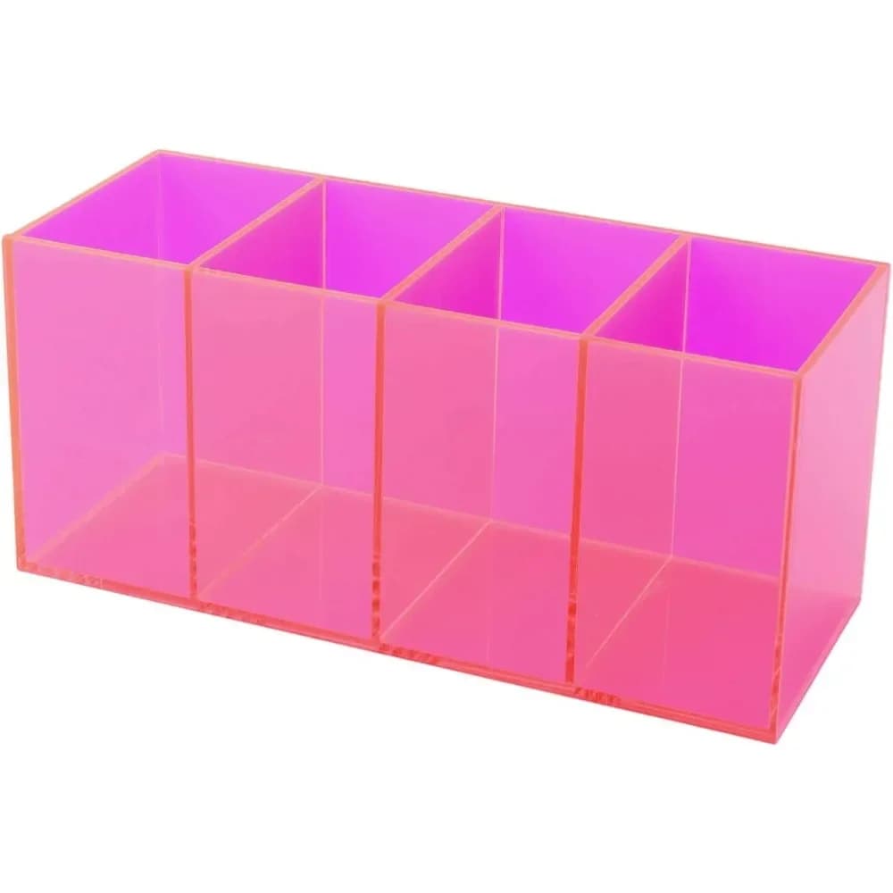 Portapenne da scrivania Portapenne in acrilico al neon Tazza Pennello per trucco Organizer per riporre Vanity, rosa neon