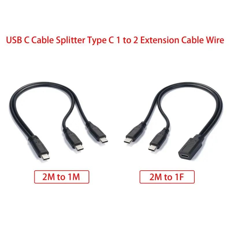 ⭐ Cavo splitter USB C, tipo C 1 a 2, prolunga per PC, telefono, tablet, adattatore di alimentazione 15W 3A, cavo convertitore di ricarica.