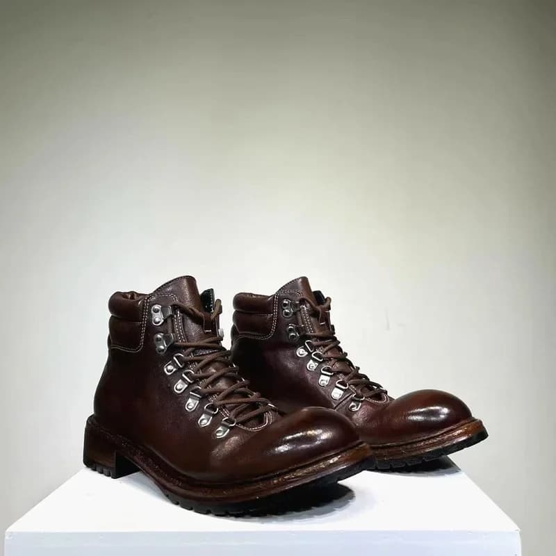 Scarpe derby da acqua lavate in pelle di cavallo con saldo Goodyear durevoli Suola spessa Punta tonda Scarpe casual in pelle Scarpe vintage da uomo