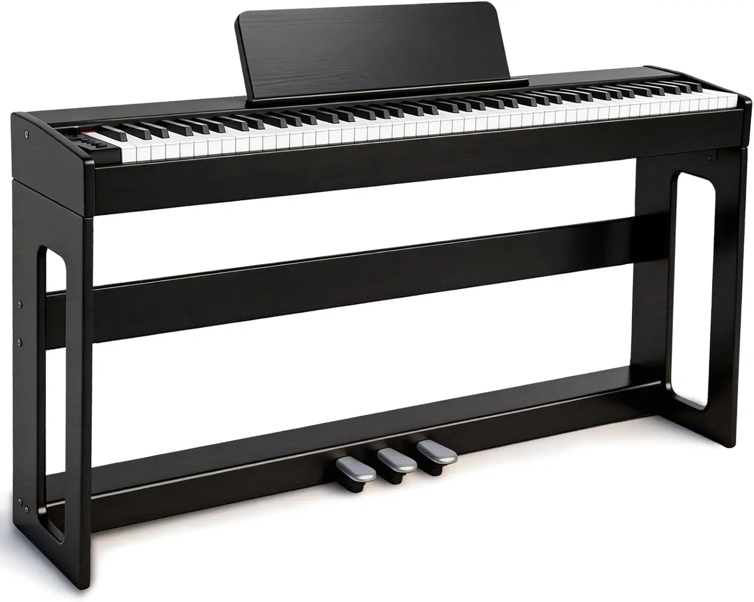 88-Key Weighted Hammer Action Digital Piano with Furniture Stand, Triple Pedal, USB-MIDI, Bluetooth, Headphone Jack, and Free Online Lessons – Perfect for All Skill Levels