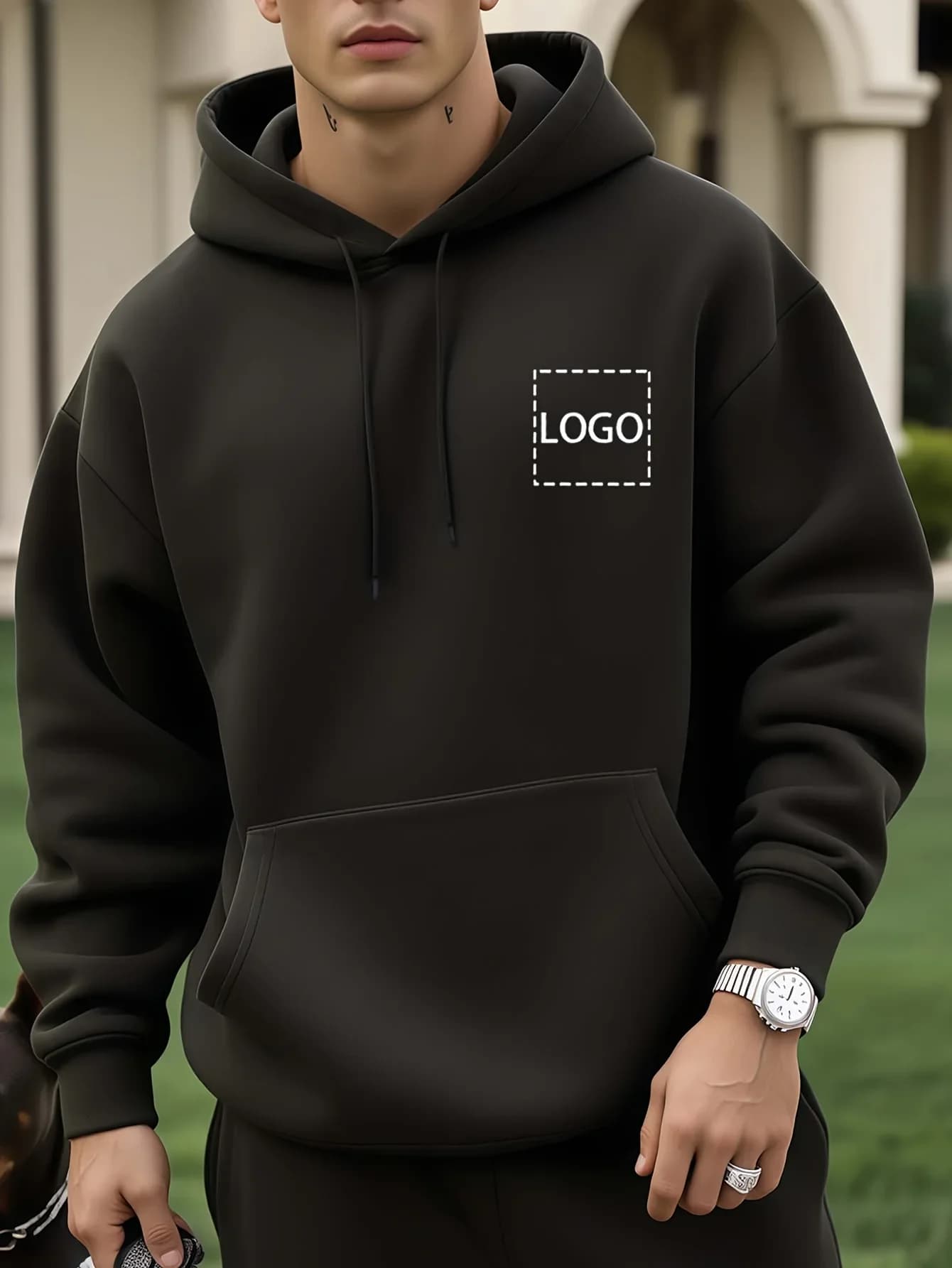 Customizable Men's Hoodie Top Pick - Custom Logo/text, Black, Casual Clothing