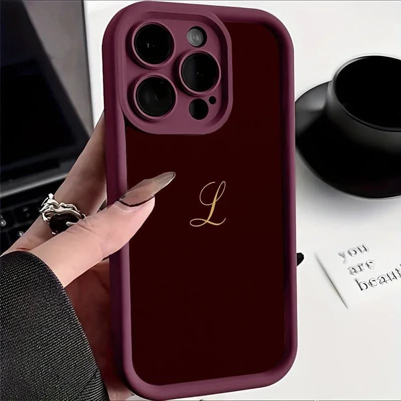 Elegante Cover con Lettera L Dorata su Sfondo Scuro per iPhone 17 Pro Max, Compatibile con iPhone 17 16 15 14 13 12 11 7 8 Plus XS X XR