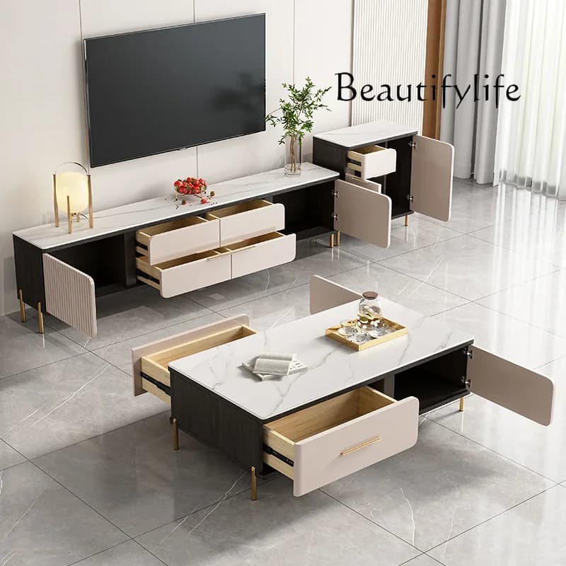 BJ Media Entertainment Center Monitor support Standing TV stand Solid wood panel Rock design Mobile TV stand Szafka Tv Furnitur