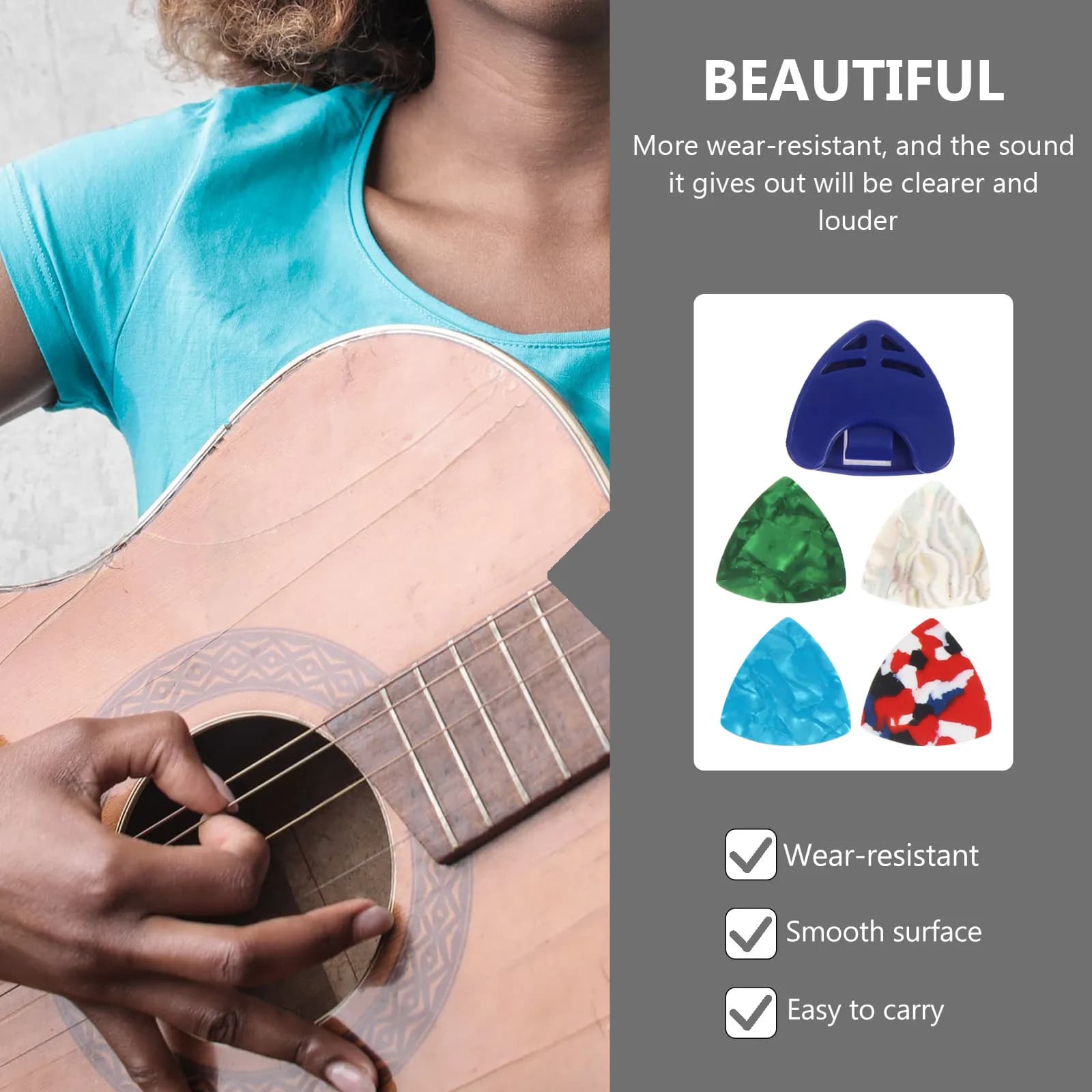 Kit di 3 set di plettri per chitarra, durevoli, con superficie liscia, leggeri, portatili, dal design creativo, per la pratica e la collezione