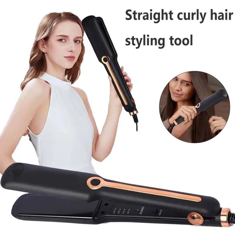 Two-in-one electric ceramic board straightener and curling iron with temperature adjustment function, suitable for home use