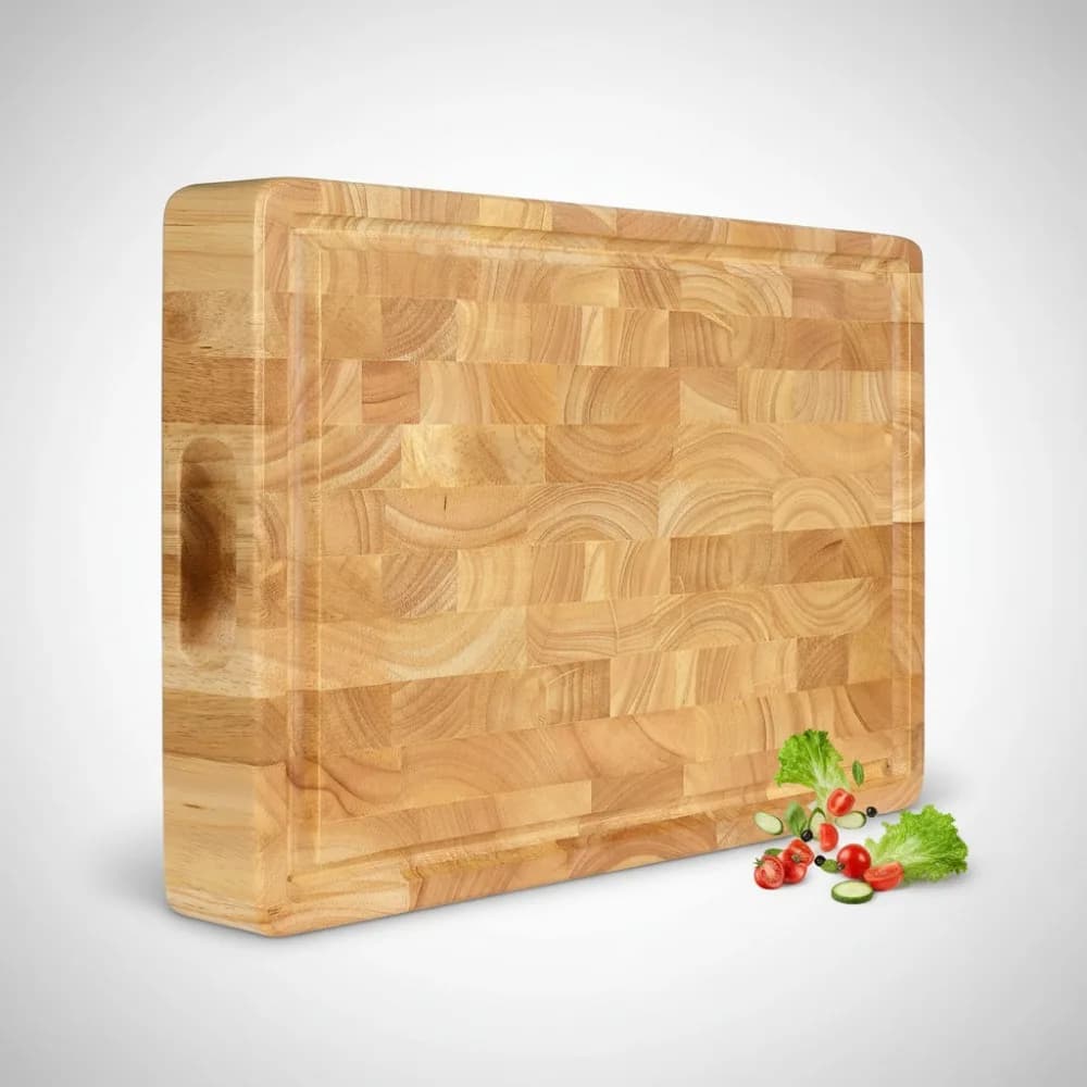 Large grain wood cutters with juice groove and cracker holder - Reversible multipurpose cutter for domestic chefs