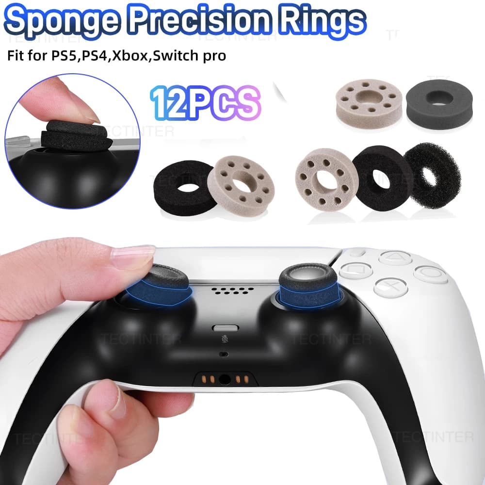 12 pezzi Anello in spugna per PS5/PS4/Switch PRO/XSX/Switch Pro Controller Anello target di precisione Gioco Joystick Gamepad Obiettivo Assist Motion