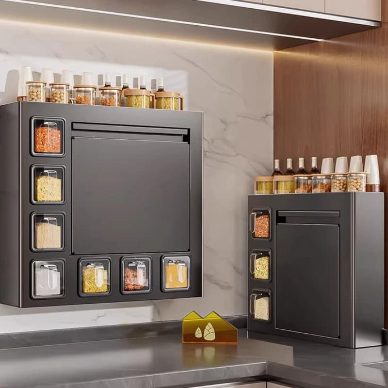 Organizzatore da Cucina, Portaspezie da Parete Senza Foratura, Set Multifunzionale per Condimenti, Contenitori per Spezie