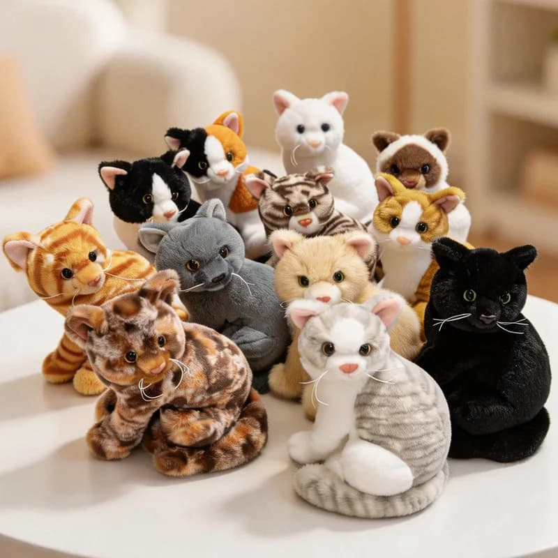 Nuovo Peluche di Gatto Siamese 26cm, Simulazione Realistica di Gatto American Shorthair, Giocattolo Decorativo per Casa, Regalo di Compleanno