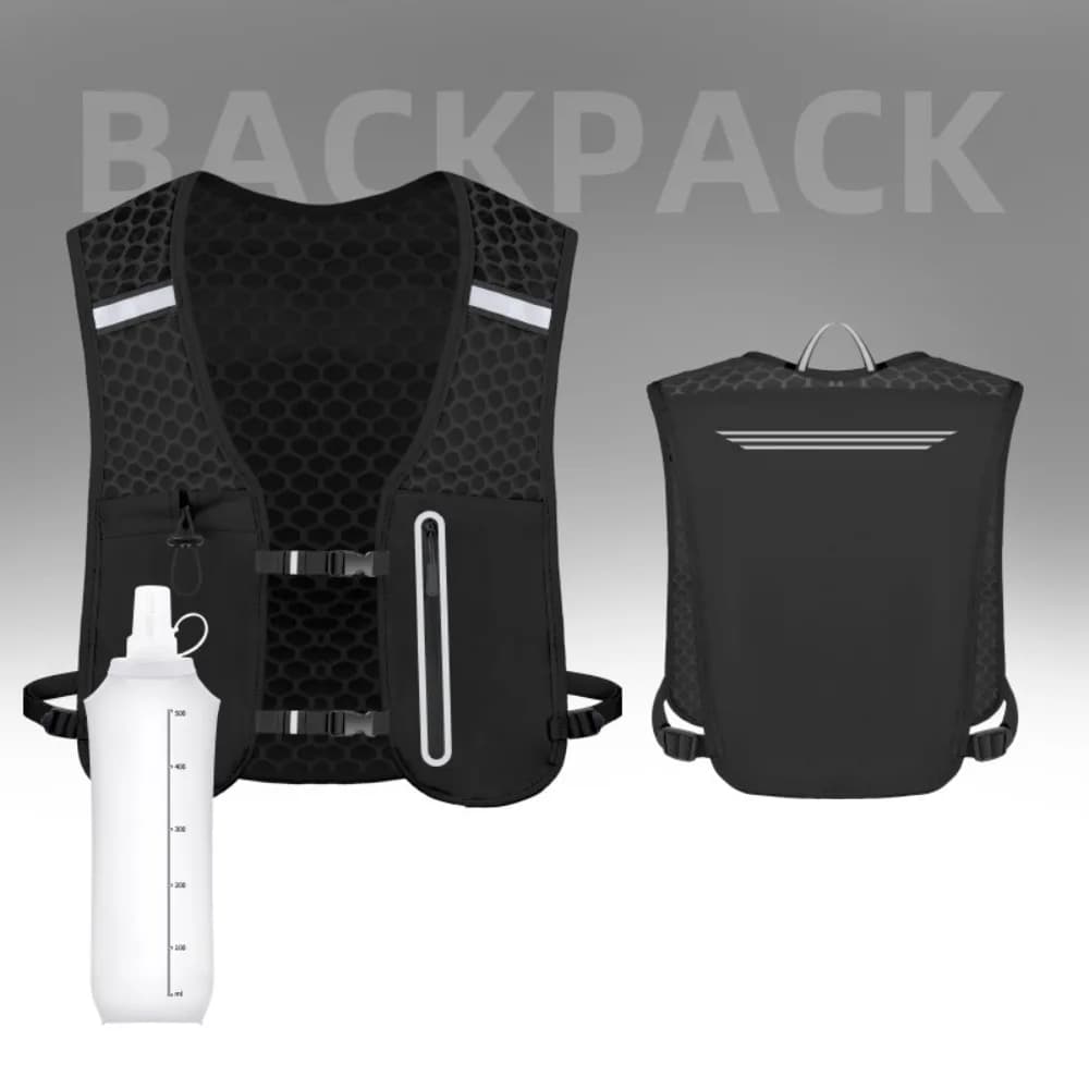 Reflective Reflective Running Vest Pack 2L Breathable Running Hydration Vest Bag Adjustable Waterproof Water Bottle Storage Vest