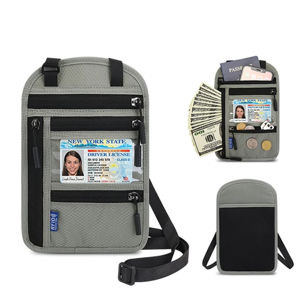 Porta passaporto da viaggio antifurto Porta documenti impermeabile Porta carte a tracolla per uomo Porta passaporto da donna
