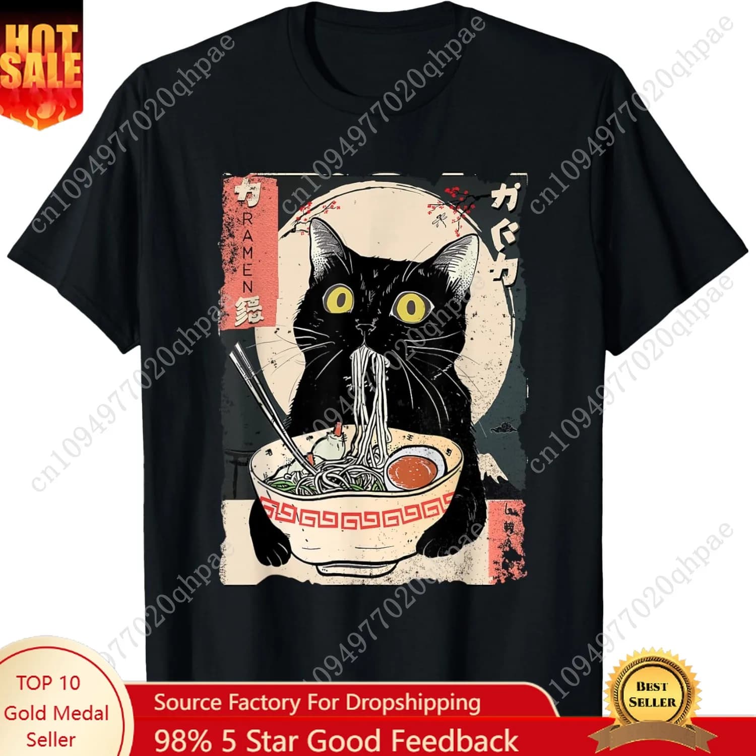 Kawaii Cat Eating Ramen Noodles Divertente regalo anime per ragazze e adolescenti