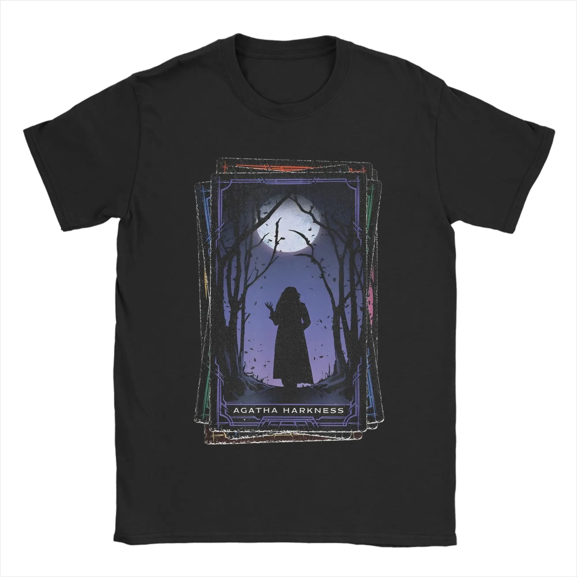T-shirt da uomo Agatha All Along Agatha Harkness Tarot Card, in cotone, a maniche corte, girocollo, stampata