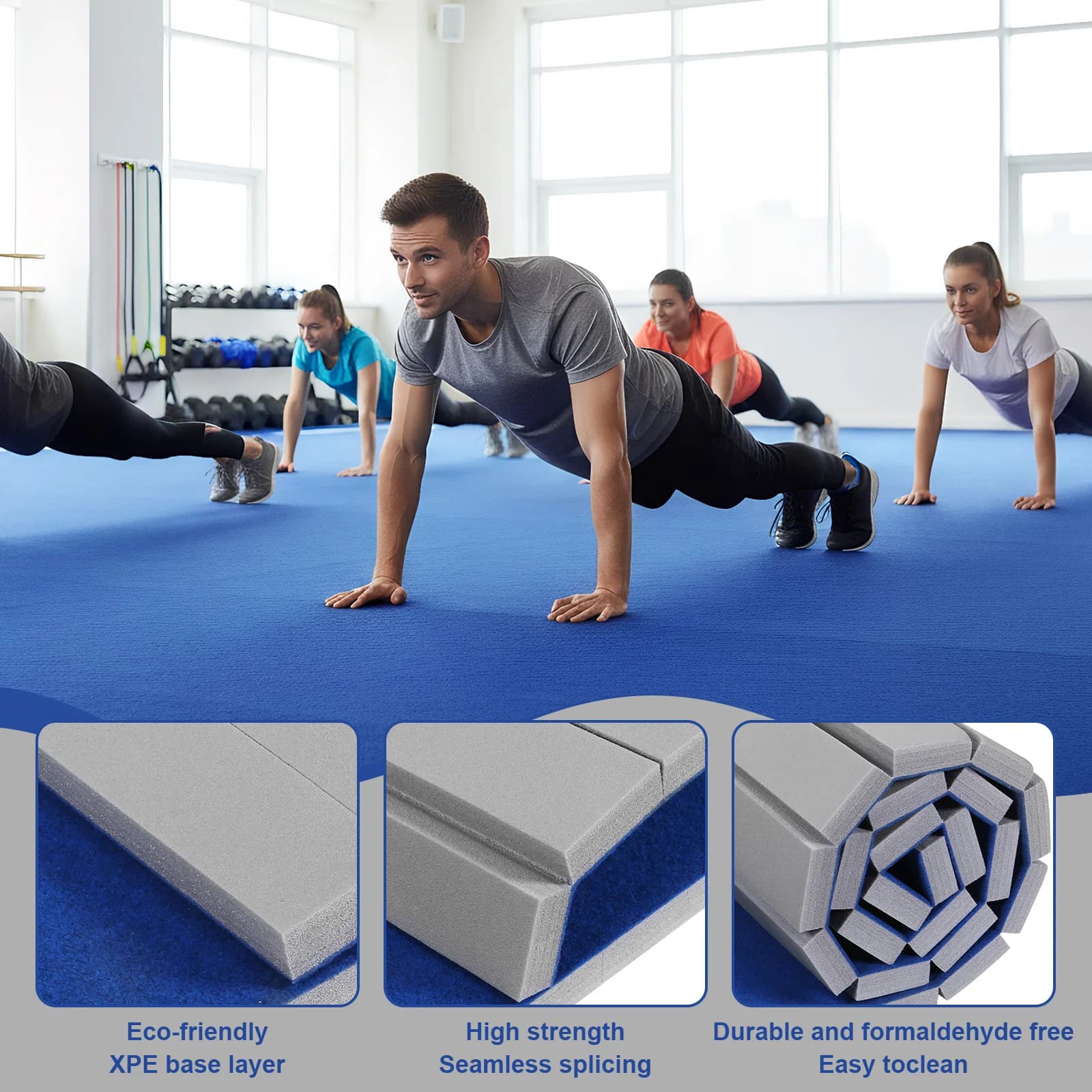Extra Exercise Mats 300x180x4 cm, Anti-slip Mat with Yoga, Fitness, Pilates, Martial Arts