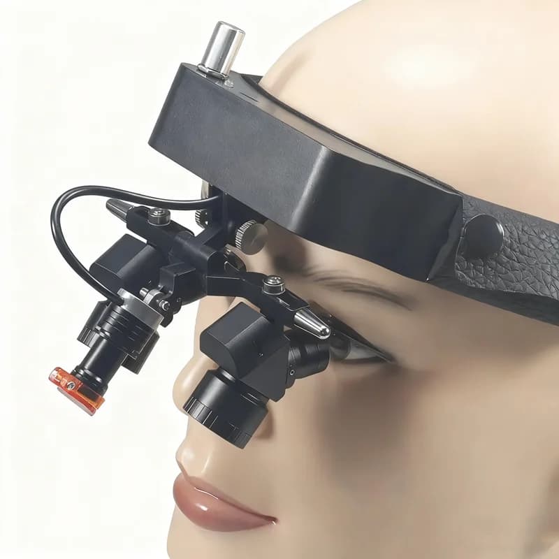 Fascia per capelli 48 ° Ergo Lenti di ingrandimento dentali Binocolo Lente d'ingrandimento medica PD Regolabile a lunga distanza di lavoro Chirurgia Lupas con lampada frontale da 5 W
