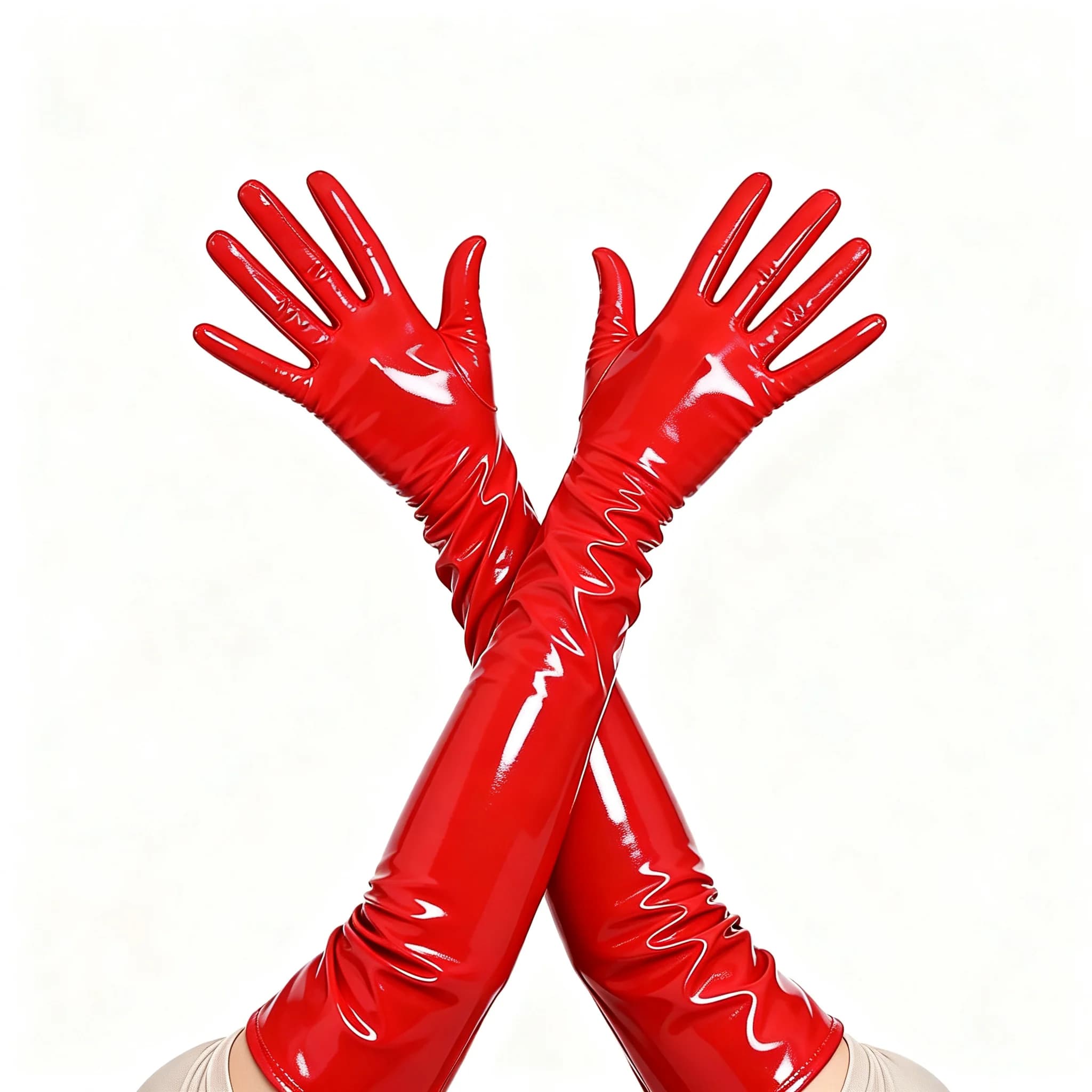 Guanti Lunghi Skinny in Pelle PU da Donna, Stile Punk Rock Hip Hop Jazz Disco, Guanti Sexy Lucidi in PVC Latex, Guanti Fetish