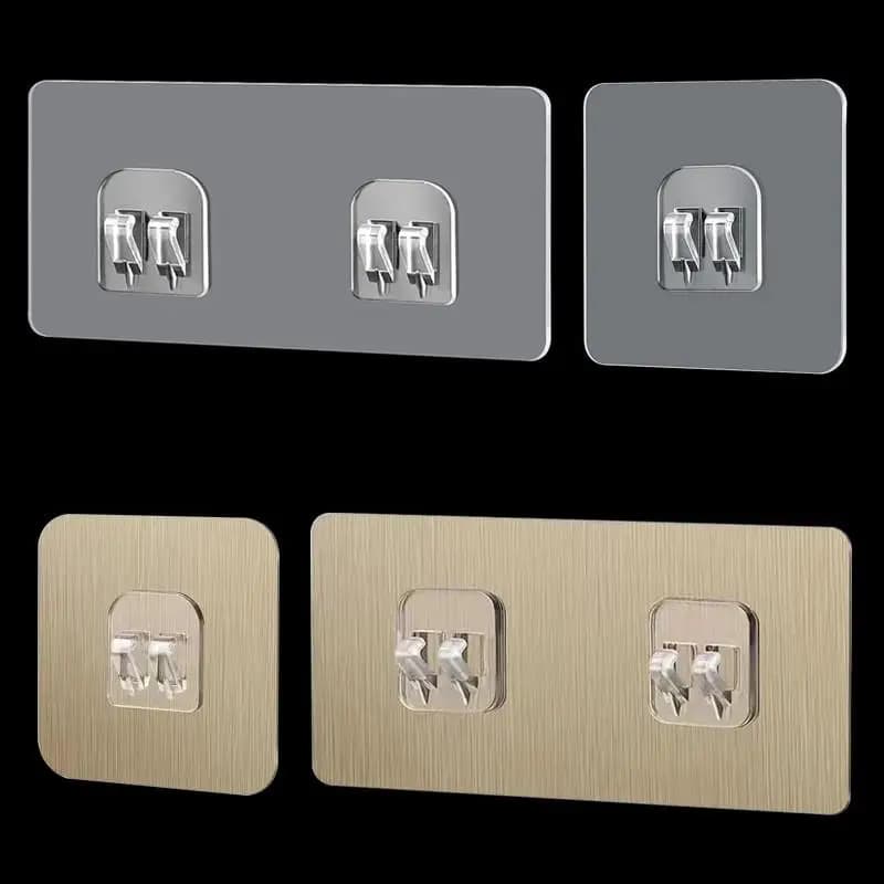 Powerful Adhesive Hook Bathroom Storage Organizer Iron Rack No Trace Patch No Punching Buckle Sticky Hook for Bags