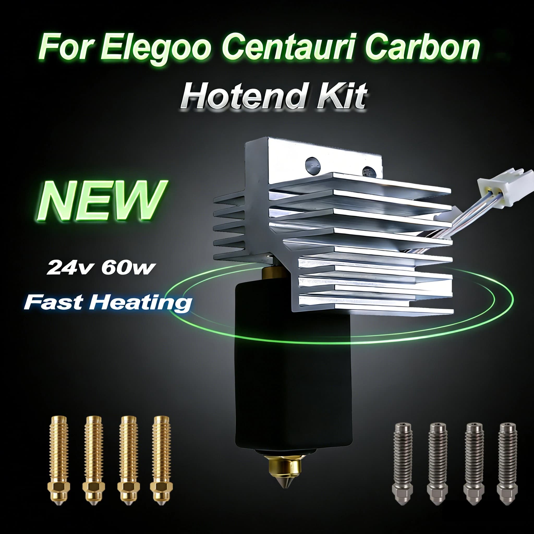 Hotend Ceramic Kit Improved for Elegoo Centauri Carbon 2, Printing Head, Hot End Stainless Steel, Tempered Steel Ugello, 3D Printer Parts