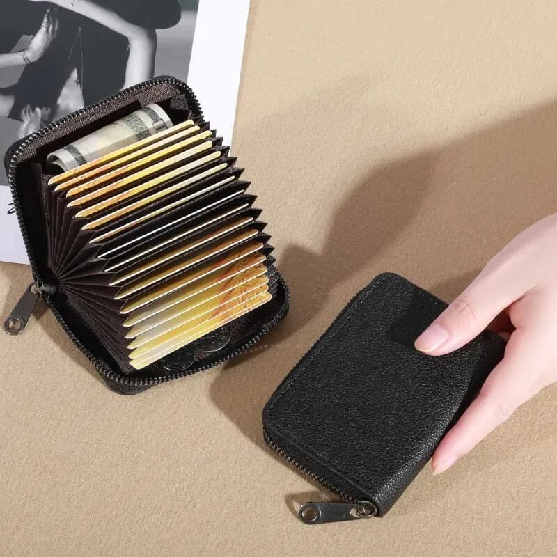 Portacarte da 20 Scomparti in PU, Porta Carte di Credito, Biglietti, Documenti, Portamonete, Anti-demagnetizzazione, Organizer per Portafogli