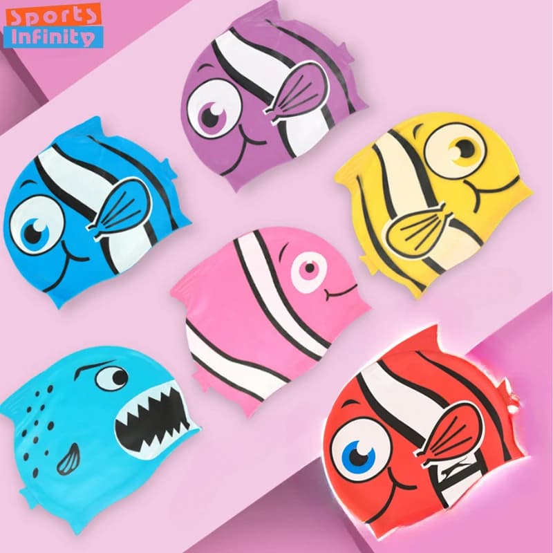 Children's swim cap Waterproof swim cap for animated cartoons for boys and girls Soft Silicone-shaped universal swimming head