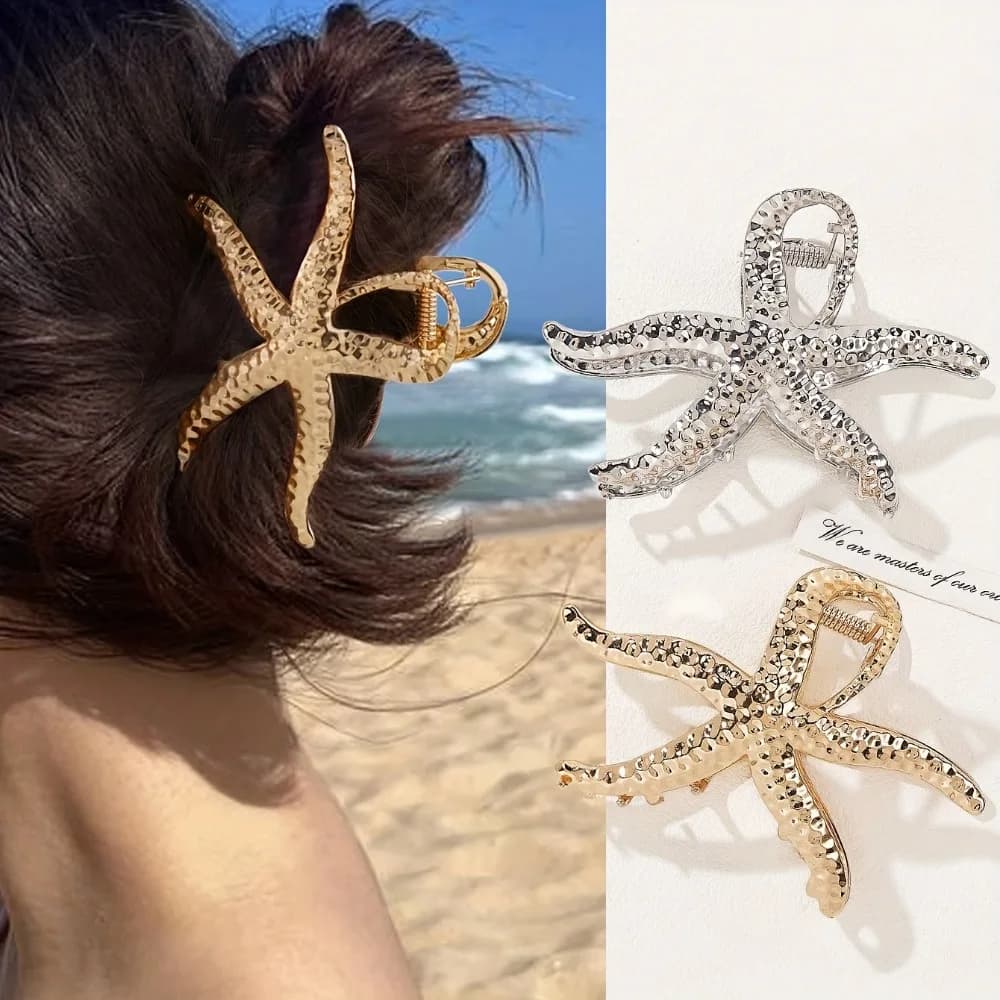 2 fermagli per capelli a forma di stella marina dorata, fermagli a granchio di lusso in lega per donna e ragazza, regalo, accessori per capelli, copricapo di San Valentino 2026
