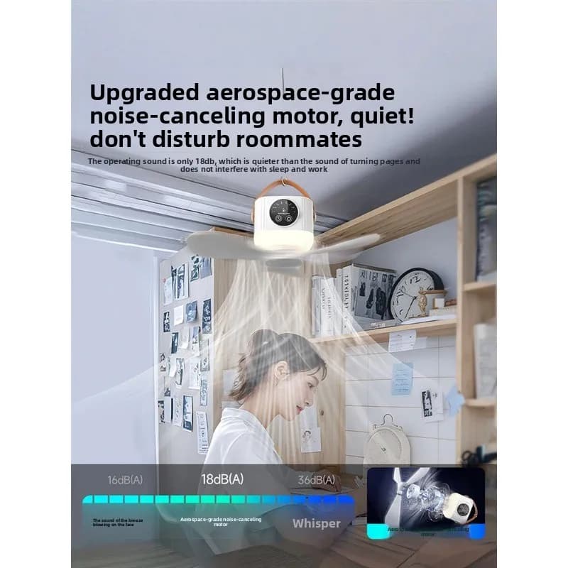 Small fan, ceiling fan, household strong wind, silent USB student dormitory bed, outdoor camping tent, charging fan