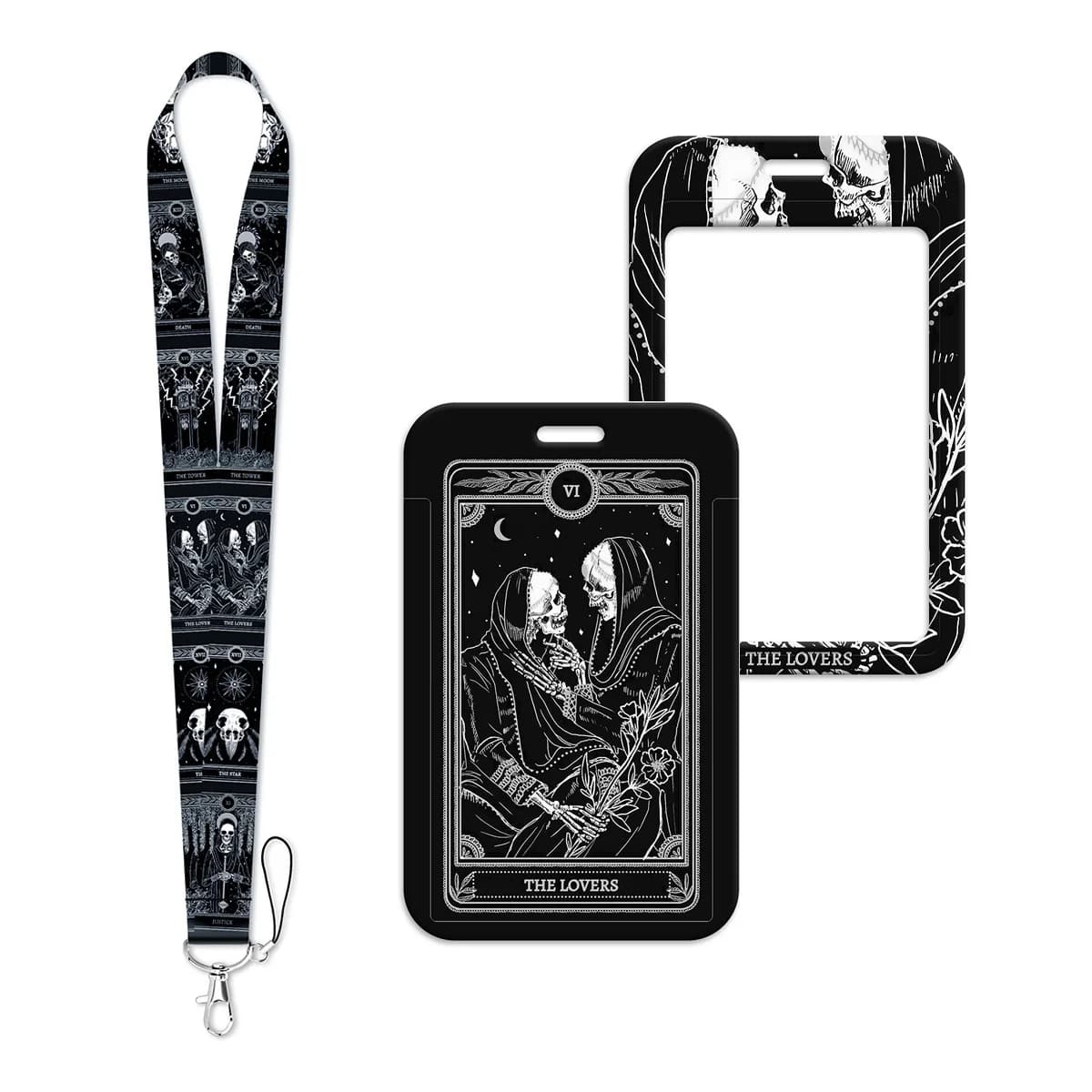 Cordino da Collo per Carte dei Tarocchi, Portachiavi, Porta Badge con Teschio per Amanti, Cordino per Cellulare, Accessori Regalo
