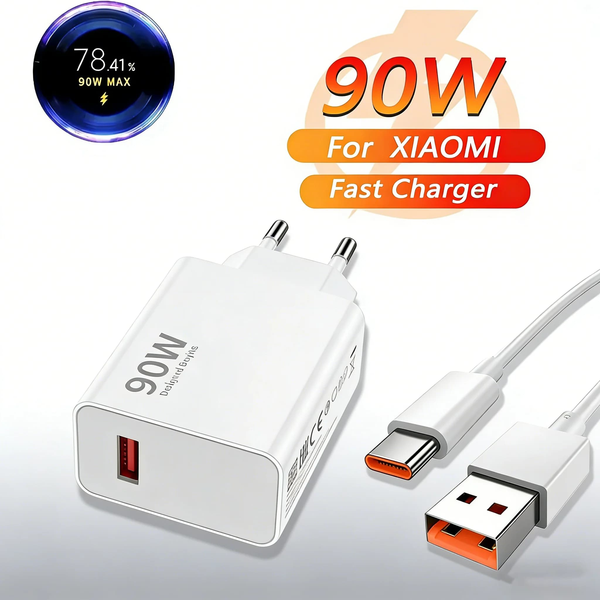 Caricabatterie EU US 90W 6A Tipo C Ricarica Rapida USB Adattatore per Telefono Xiaomi 15 Ultra 14 13 12 Pro Redmi Note Poco X7 F7 Pro