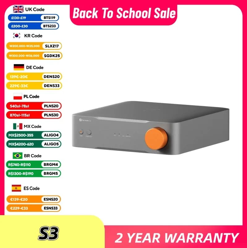 Sounds Audio S3 HiFi Music Streamer Bluetooth 5.3 AKM4493SEQ DAC Preamping Compatible with AirPlay2, Google Cast