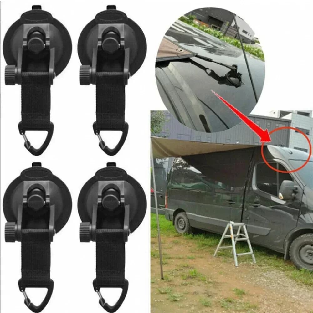 4 Pezzi Ganci di Ancoraggio per Tenda da Auto, Ventose Rotonde/Triangolari per Tende da Campeggio all'Aperto