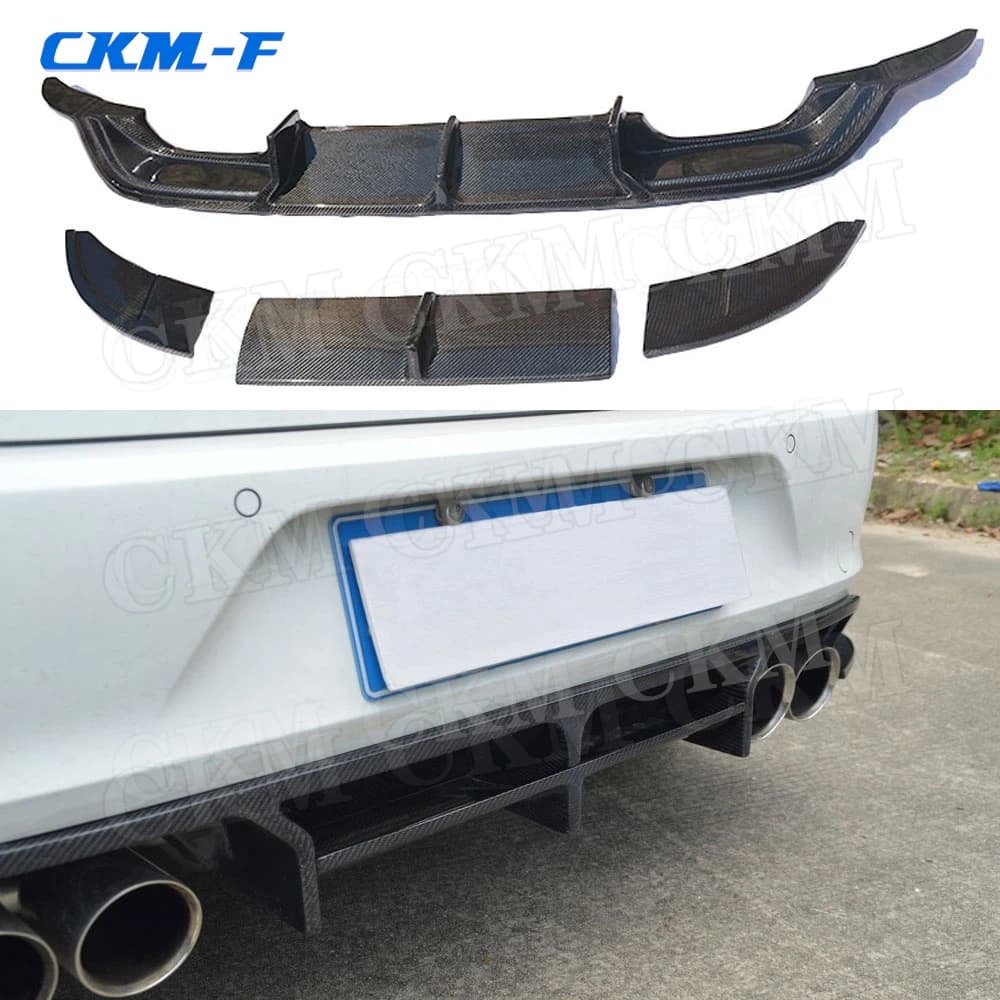 Real Carbon Fiber Rear Bumper Exhaust Diffuser Lip guard plate Body Kit For Volkswagen Golf 7 MK7 VII Rline Hatchback 2014-2017